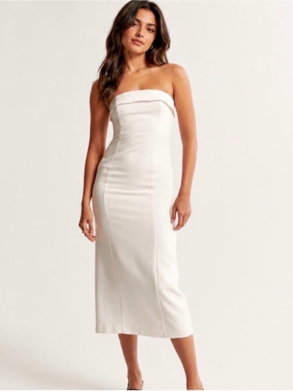 Abercrombie & Fitch White Midi Dress with Removable Straps